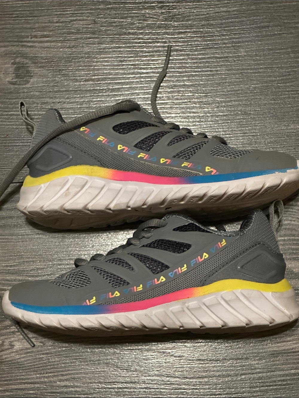Fila Kids Gray Sneakers with Blue and Pink Accents
